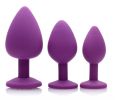 Frisky 3 Piece Silicone Anal Plugs with Gems