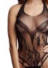 Crotchless Rhinestone Halter Teddy  - Black