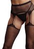 Suspender Rhinestone Pantyhose - Black