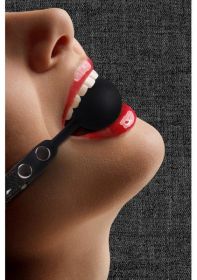 Silicone Ball Gag - With Roughend Denim Straps - Black