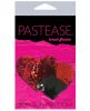 Pastease Double Sequin Hearts Red Black Pasties O/S