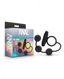 Blush Anal Adventures Platinum Silicone Anal Ball W/vibrating C Ring - Black