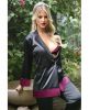 Premiere Marjorie Contrast Cuff Satin Blazer Jacket Black Berry S/M