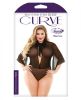 Curve Celine Collared Bodysuit Tie Neck Black 1X/2X