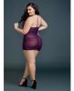 Ruched Front Zipper Chemise with G-String Plum Qn