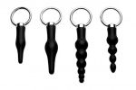 4 Piece Silicone Anal Ringed Rimmers Set Black