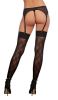 Sheer Plaid Thigh High Stockings Black O/S