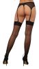 Metallic Back Seams Thigh High Stockings Black O/S