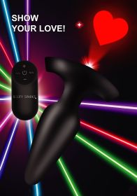 28X Laser Heart Silicone Anal Plug with Remote (size: large)