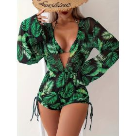 Women's Two-piece Casual Swimsuit P468-06 (Option: Green-M)