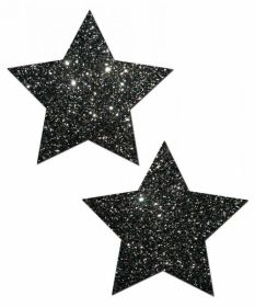 Rockstar Glitter Star Pasties O/S (Color: Black Glitter)