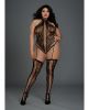 Lace Halter Teddy Bodystocking Garters & Thigh Highs Black O/S