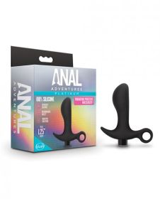 Blush Anal Adventures Platinum Silicone Vibrating Prostate Massager - Black (Option: 1)