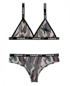Vibes Savage AF Bralette & Cheeky Panty Camouflage (size: L/Xl)
