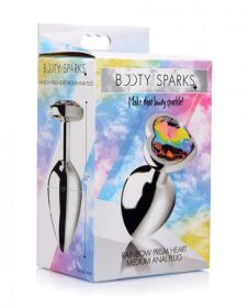 Bootysparks Rainbow Prism Heart Anal Plug (size: large)
