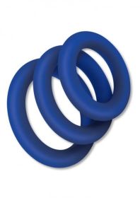 Zolo Extra Thick Silicone Cock Ring - Blue (Option: Pack Of 3)
