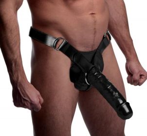 Infiltrator Hollow Strap On With Dildo Black (size: 10 Inches)