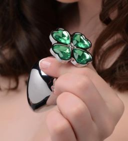 Booty Sparks Lucky Clover Gem Anal Plug Silver (size: large)