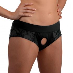 Lace Envy Black Crotchless Panty Harness (size: L/Xl)