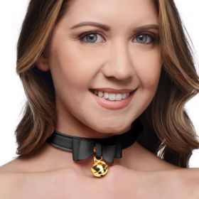 Golden Kitty Cat Bell Collar (Color: Black/Gold)