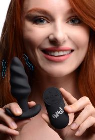 Remote Control 21x Vibrating Silicone Swirl Butt Plug (Color: black)