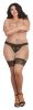 Cuban Heel Lace Top Thigh High Stockings Nude Black O/S