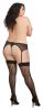 Leopard Fishnet Thigh High Stockings Black O/S