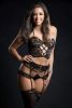 4pc Cami Top Lingerie Set W/ Ruffled Garter Belt & Stocking