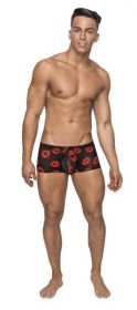 Kiss Me Mini Shorts Sheer Lips (Color: black, size: medium)