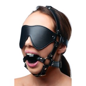 Blindfold Harness And Ball Gag (Color: black)