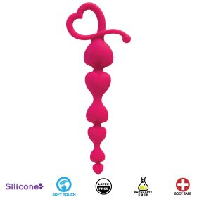 Gossip Hearts on a String Anal Beads (Color: Magenta)