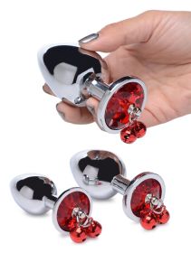 Red Heart Gem Anal Plug Set (Option: Gem With Bells)